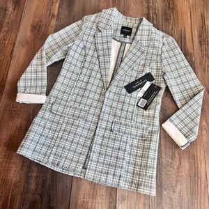 NWT Liverpool Gray Plaid Blazer Sz XS